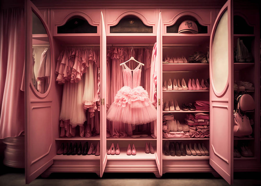 Avezano Barbie's Dress and Wardrobe Photography Backdrop Room Set