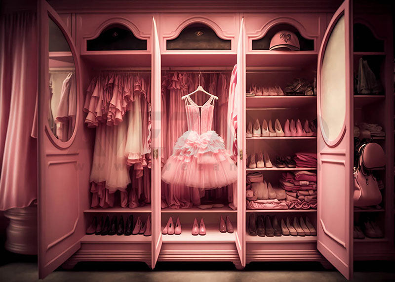 Avezano Barbie Pink Wardrobe and Princess Dress Photography Background
