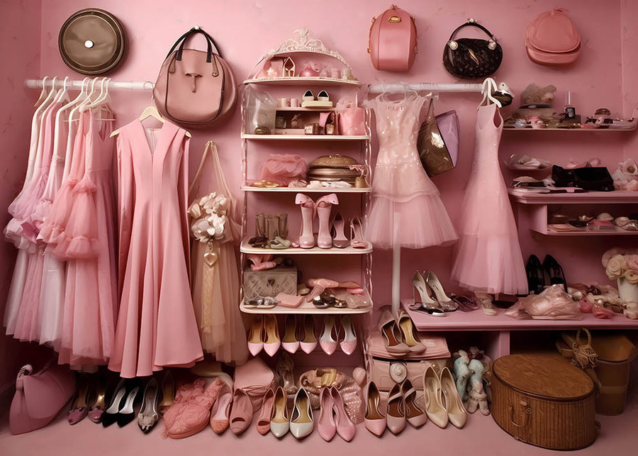 Avezano Barbie's Wardrobe Photography Backdrop Room Set