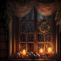 Avezano Christmas Candlestick Window 2 pcs Set Backdrop