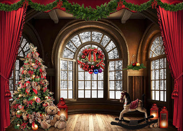 Avezano Christmas House Decoration Photography Backdrop