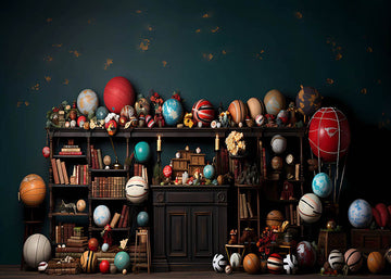 Avezano Balloon Bookshelves and Balls Photography Background