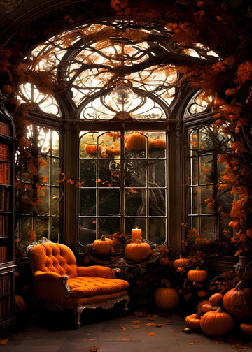 Avezano Autumn Pumpkin Building Interior Photography Backdrop