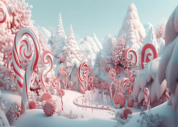 Avezano Winter Snowfield Christmas Pink Candy Photography Background