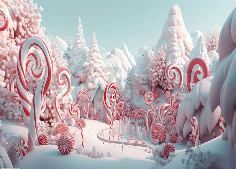 Avezano Winter Snowfield Christmas Pink Candy Photography Background