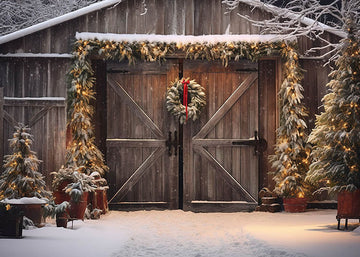 Avezano Winter Christmas Wreath Warehouse Photography Backdrop