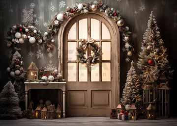 Avezano Winter Christmas Wreath Gift Photography Backdrop