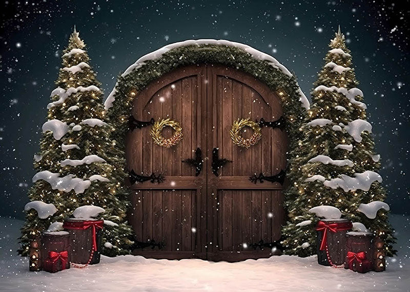 Avezano Christmas Woodworking Door Photography Backdrop