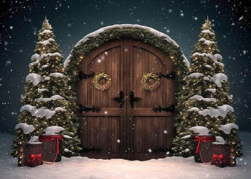 Avezano Christmas Woodworking Door Photography Backdrop