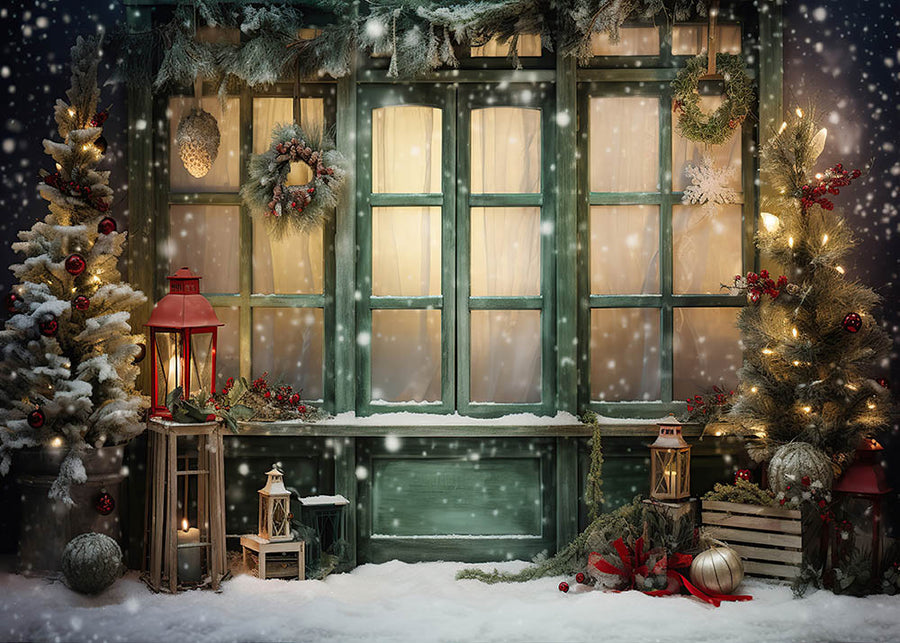 Avezano Christmas Winter Snow Scene 2 pcs Set Backdrop