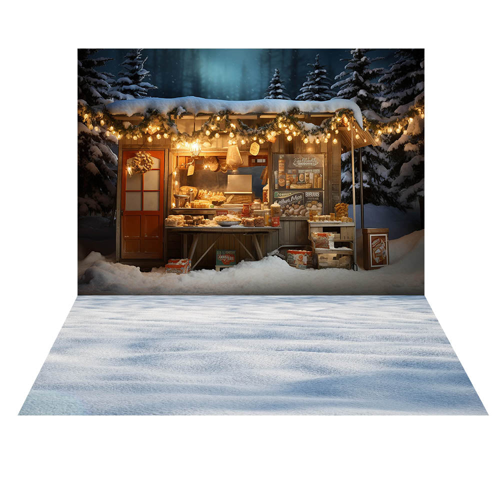 Avezano Christmas Fireplace Interior 2 pcs Set Backdrop holiday gift