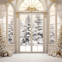 Avezano White Living Room Christmas Tree 2 pcs Set Backdrop