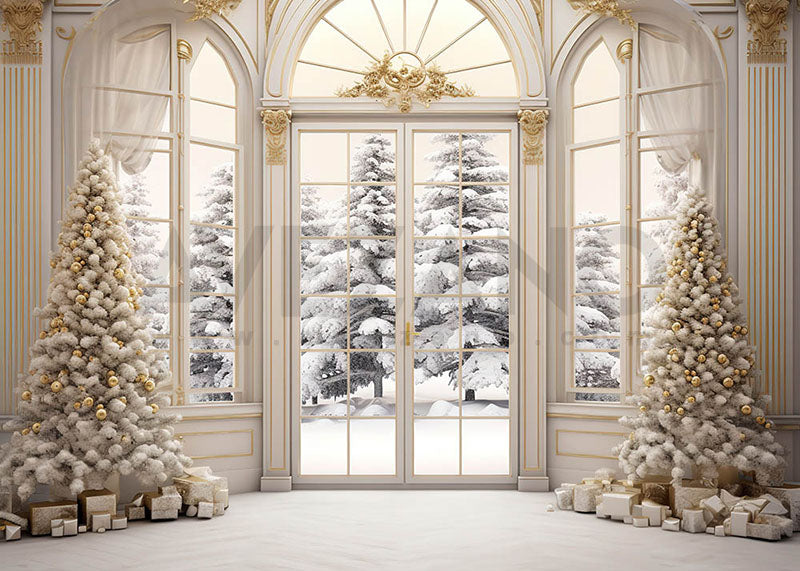 Avezano Winter Christmas Living Room Photography Backdrop