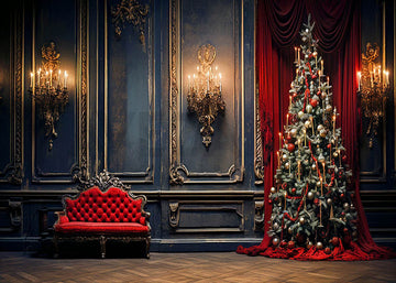 Avezano Retro Walls and Christmas Trees Photography Backdrop