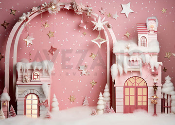 Avezano Pink Christmas Cottage Party Birthday Photography Backdrop