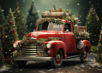 Avezano Christmas Red Car Photography Backdrop