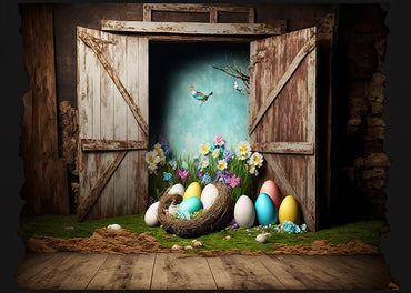 Avezano Décoration de porte en bois vintage de Pâques Ensemble de 2 pièces Toile de fond