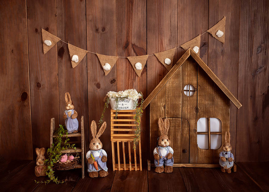 Avezano Cabins and Bunnies for Easter 2 pcs Set Backdrop