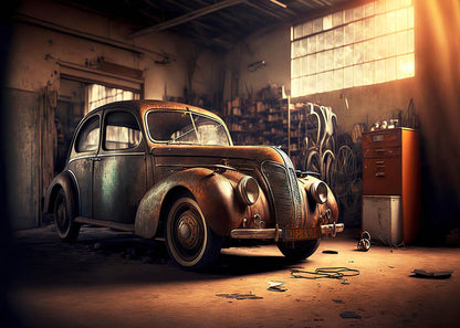 Fond de photographie d'anniversaire de réparation de voiture vintage Avezano