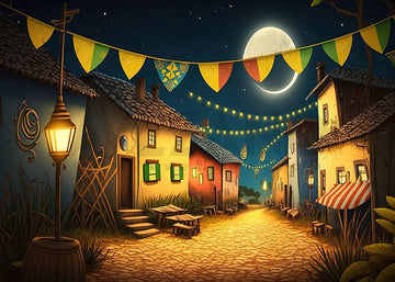 Avezano Night Village House Photography Background