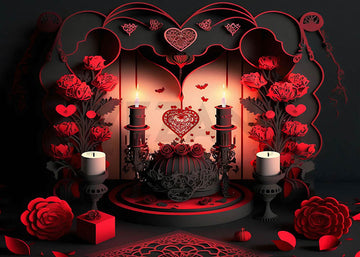 Avezano Valentine's Day Black Cake Theme Roses Backdrop For Valentine'S Day Photography
