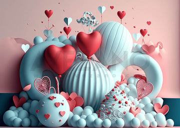 Avezano Love Balloon Party Backdrop For Valentine'S Day Photography