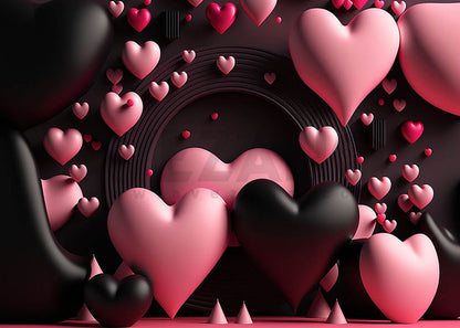 Avezano Black Pink Love Theme Backdrop For Valentine'S Day Photography