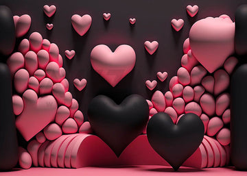 Avezano Black Pink Love Party Theme Backdrop For Valentine'S Day Photography