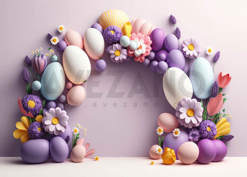 Avezano Spring Easter Purple Flower Arch Photography Backdrop