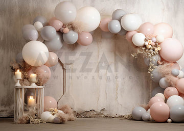 Avezano Bohemian Balloon Birthday Cake Smash Photography Background