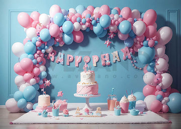 Avezano Blue pink Birthday Cake Smash Photography Background