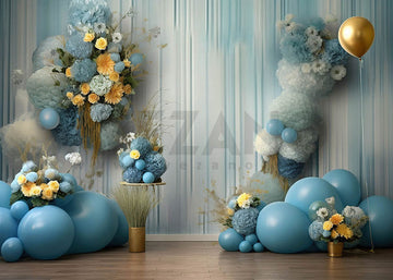 Avezano Blue Flowers Birthday Cake Smash Photography Background
