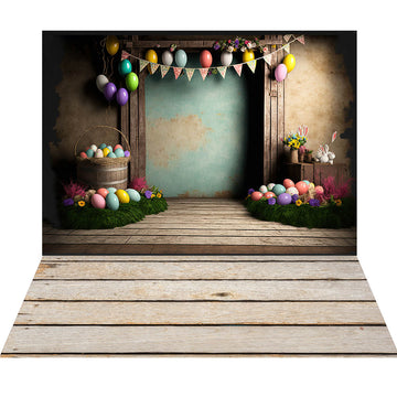Avezano Easter Decorated Banner 2 pcs Set Backdrop