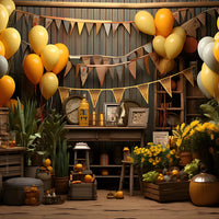 Avezano Yellow Balloon  Cake Smash 2 pcs Set Backdrop