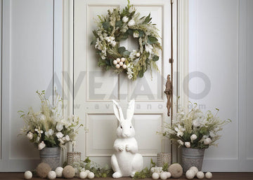 Avezano White Door Wreath Decoration Photography Backdrop