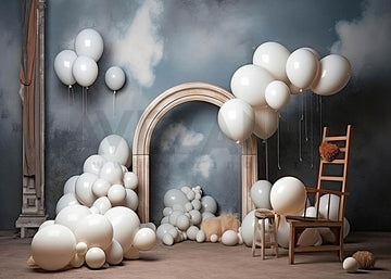 Avezano White Balloons Birthday Cake Smash Photography Background