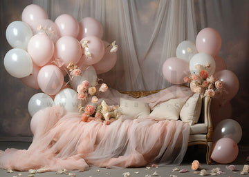 Avezano Sofa and Pink Balloons Birthday Cake Smash Photography Background