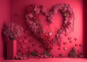Avezano Valentine's Day Pink Love Wreath Photography Backdrop