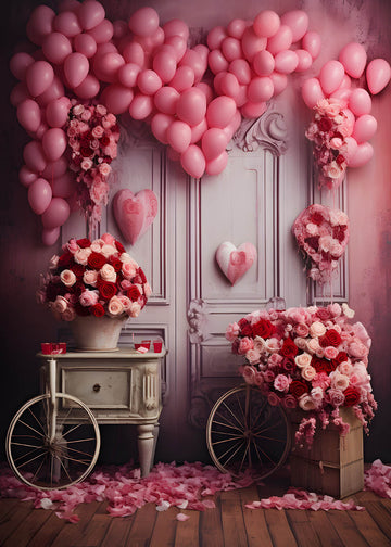 Avezano Roses and Pink Balloons Valentine's Day Photography Backdrop
