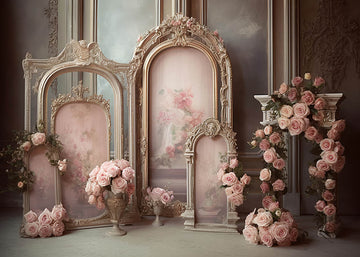 Avezano Spring Pink Screen and Flowers Photography Backdrop