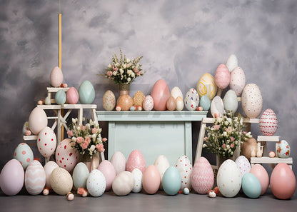 Toile de fond pour photographie d'oeufs et de fleurs de Pâques à Avezano