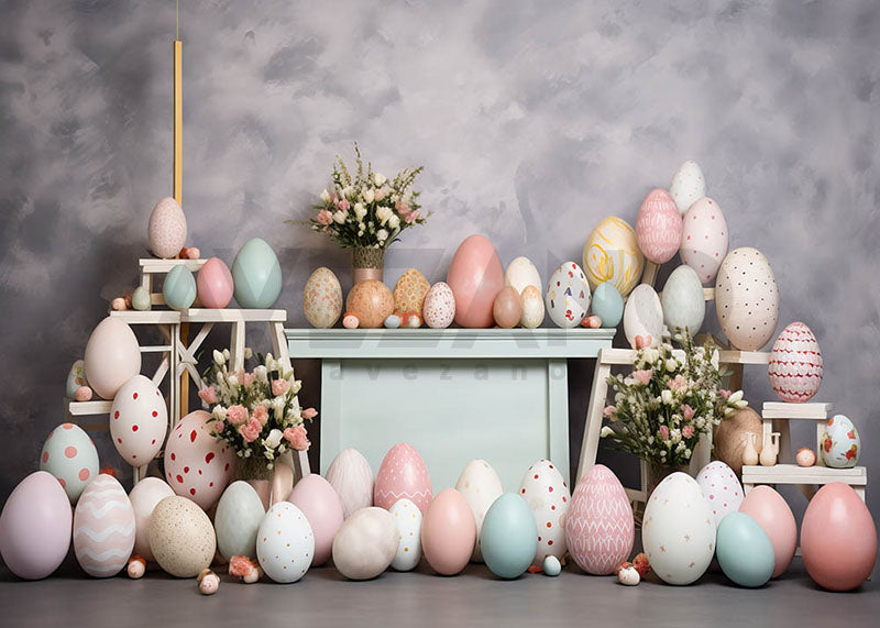Avezano Easter Eggs and Flowers Photography Backdrop