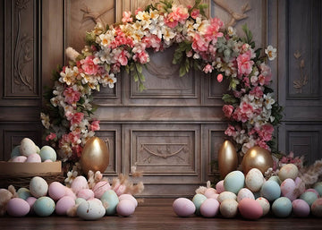 Avezano Easter Egg and Arch Flowers Photography Backdrop