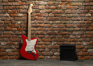 Avezano Red Brick Wall and Guitar Photography Backdrop