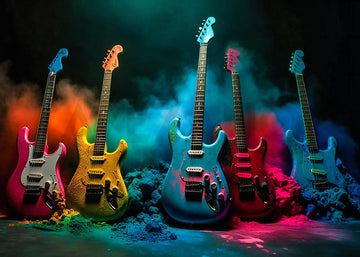Avezano Color Guitar and Smoke Art Stage Photography Background