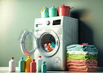 Avezano White Washing Machine and Clothes Photography Background