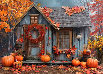Avezano Autumn Wooden House Photography Backdrop