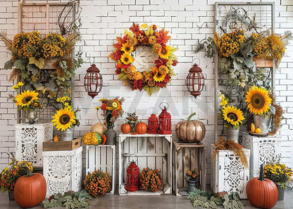 Avezano Autumn Maple Leaf Wreath Decoration Photography Backdrop