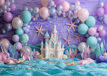 Avezano Summer Purple Balloon Arch and Pearl Sea Photography Background