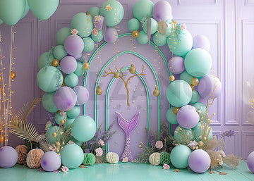 Avezano Summer Purple Walls and Balloon arch Undersea Theme Photography Background